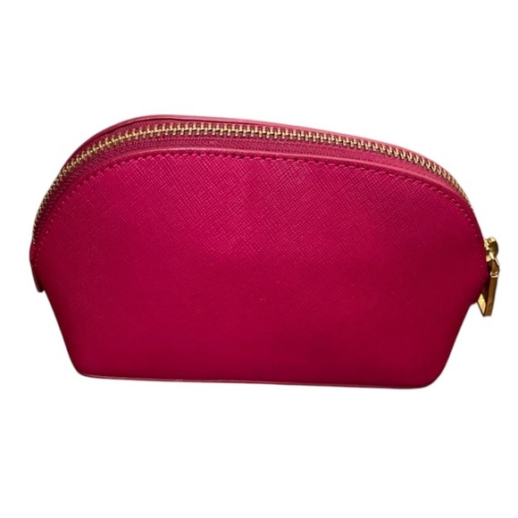 Tory Burch Robinson Emerson Leather Make Up Travel T Logo Cosmetic Zip Case - Picture 4 of 5